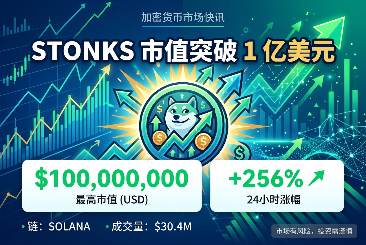 Solana 链 Meme 币 Stonks 市值一度突破 1 亿美元