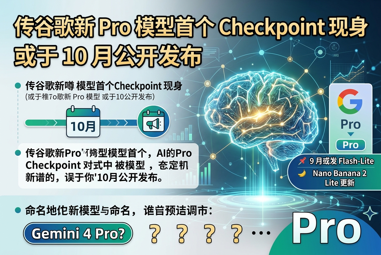 传谷歌新 Pro 模型首个 checkpoint 现身,或于 10 月公开发布