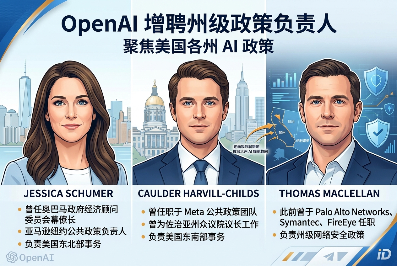OpenAI 增聘州级政策负责人,聚焦美国各州 AI 政策