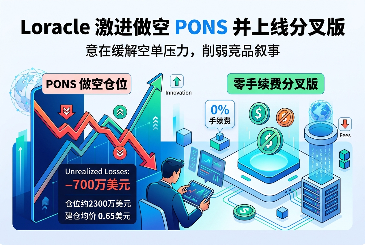 交易员 Loracle 加仓 PONS 空单，并推出零手续费分叉版