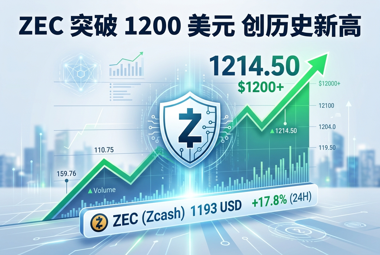 ZEC 突破 1200 美元,创历史新高