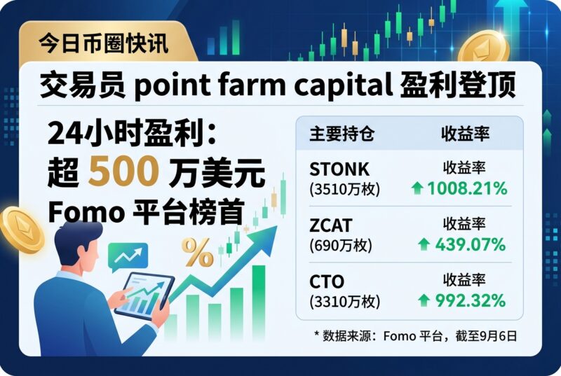 交易员 point farm capital 近 24 小时盈利超 500 万美元，位居 Fomo 平台榜首-指挥使社区 - 真实线索、热点议题与深度观察