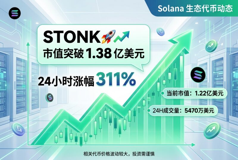 Solana 生态代币 STONK 市值短时突破 1.38 亿美元,24 小时涨幅 311%-指挥使社区 - 真实线索、热点议题与深度观察