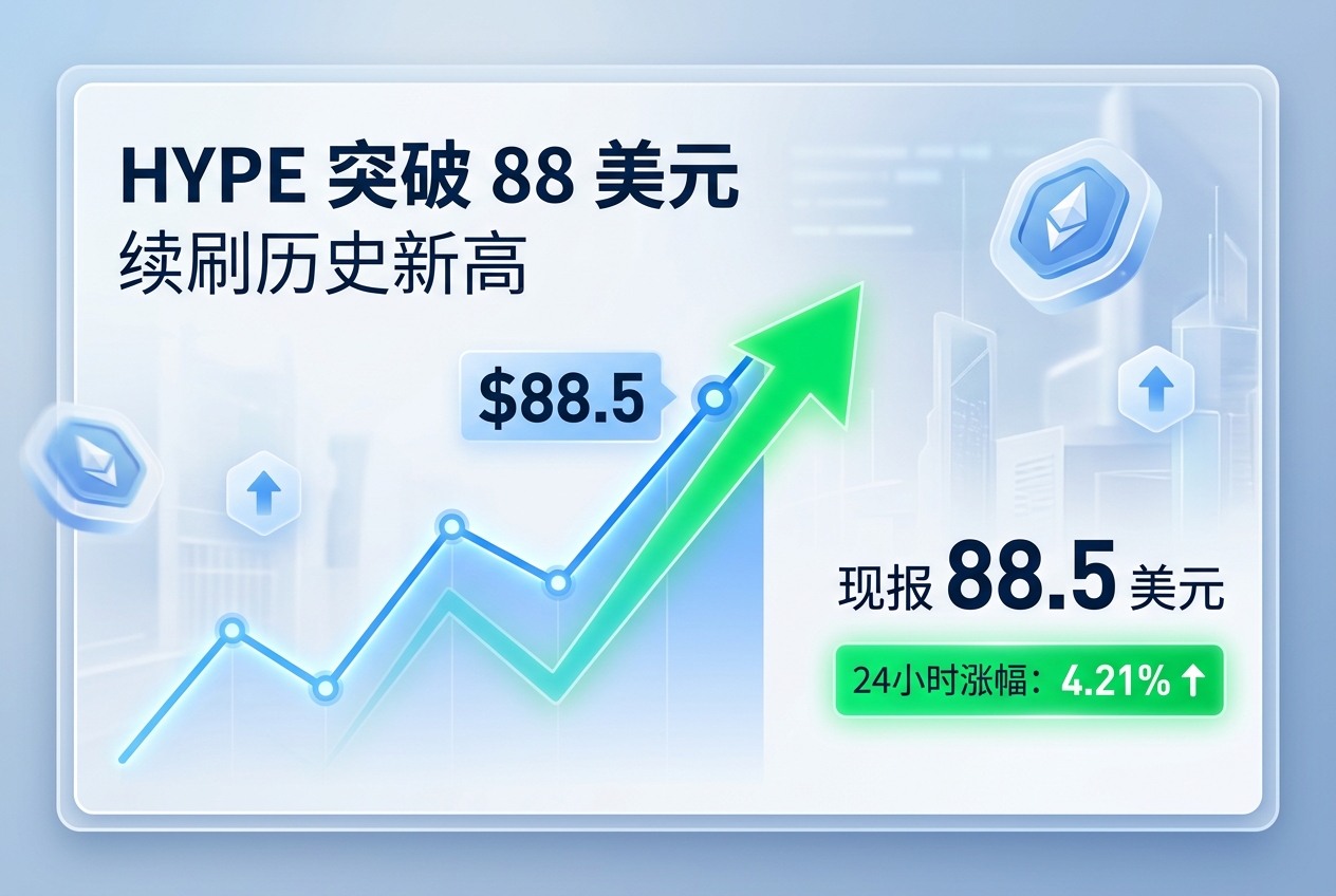 HYPE 突破 88 美元，续刷历史新高