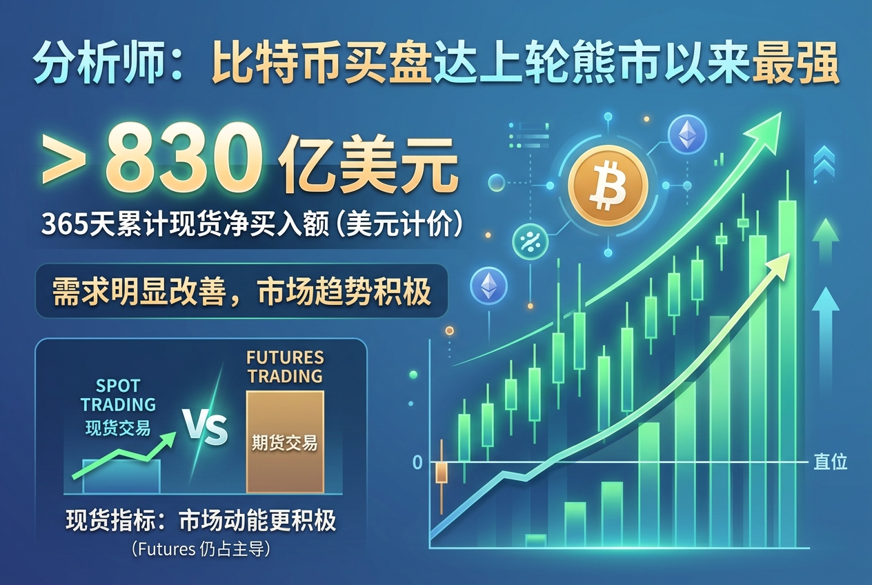 分析师：比特币近期买盘达到上轮熊市以来最强水平，需求明显改善