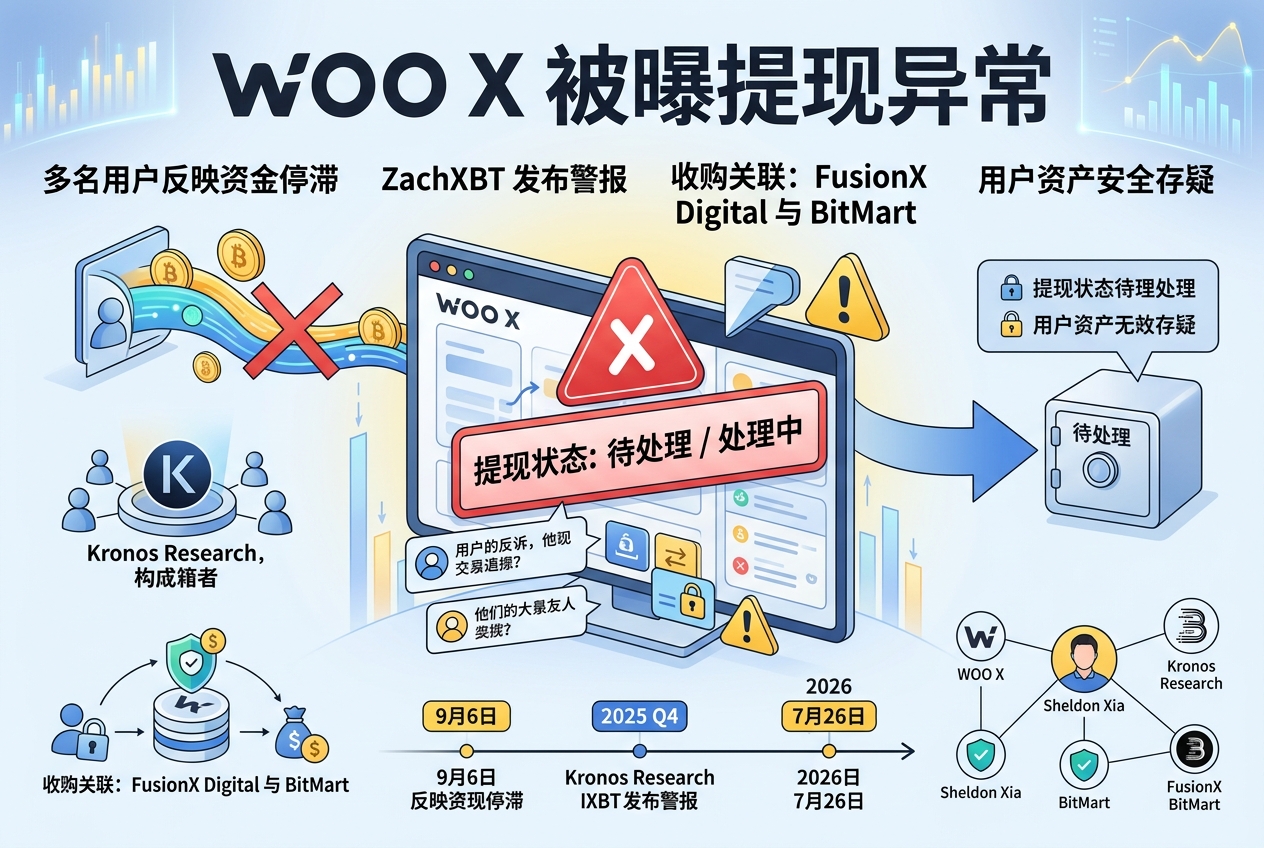WOO X 被曝提现异常,多名用户称资金停留在待处理状态