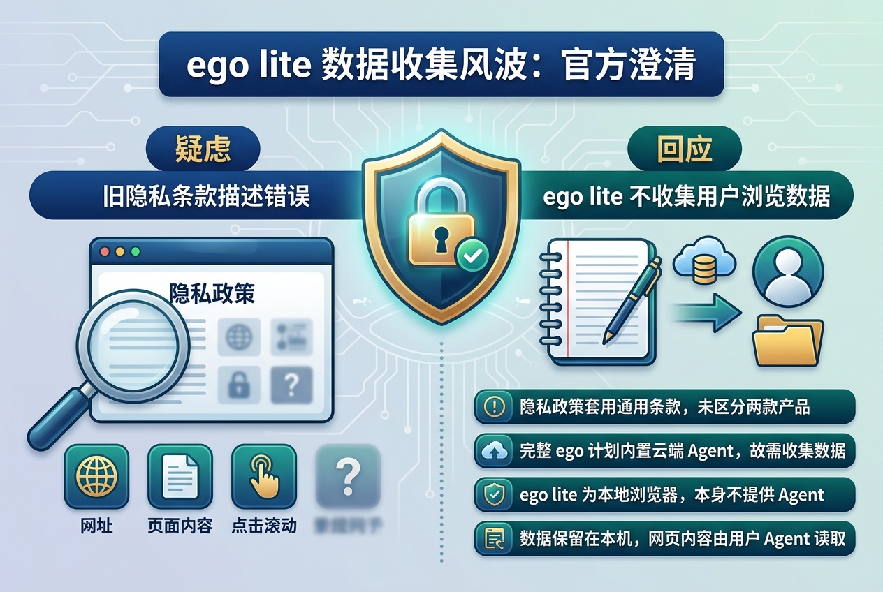 ego lite 被曝收集网页内容,官方回应:隐私政策写错了