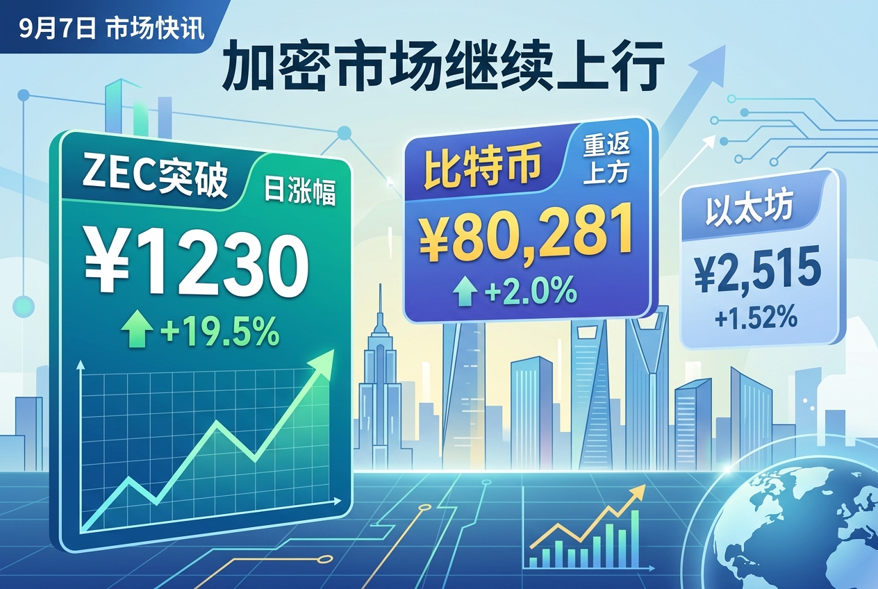 加密市场继续上行，ZEC突破1200美元，比特币重返8万美元上方