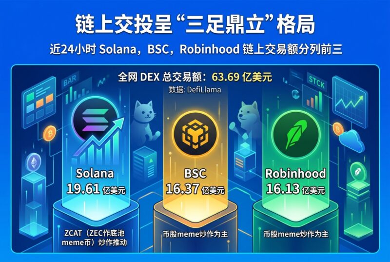 链上交投呈三足鼎立格局，近 24 小时 Solana、BSC、Robinhood 链交易额分列前三-指挥使社区 - 真实线索、热点议题与深度观察