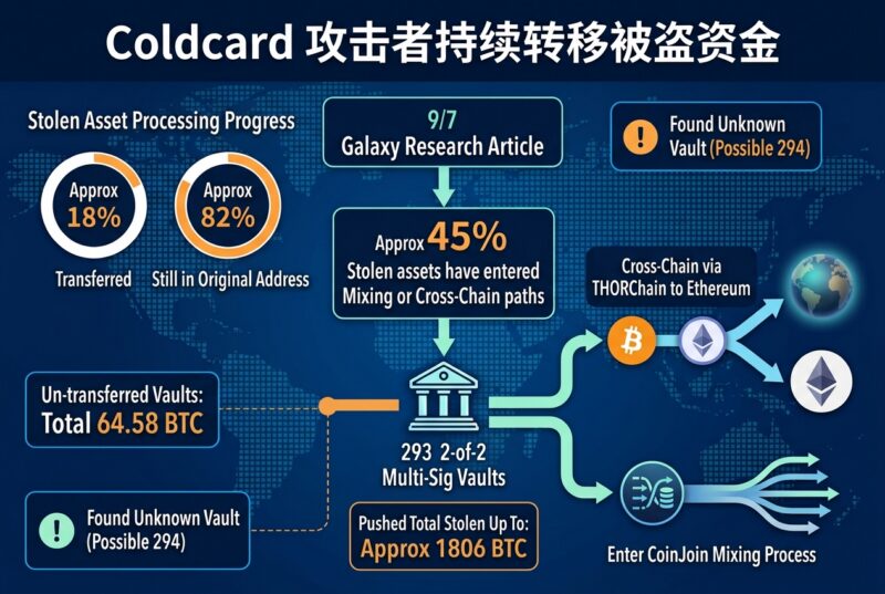 Coldcard 攻击者持续转移资金,约 45% 被盗资产已进入混币或跨链路径-指挥使社区 - 真实线索、热点议题与深度观察