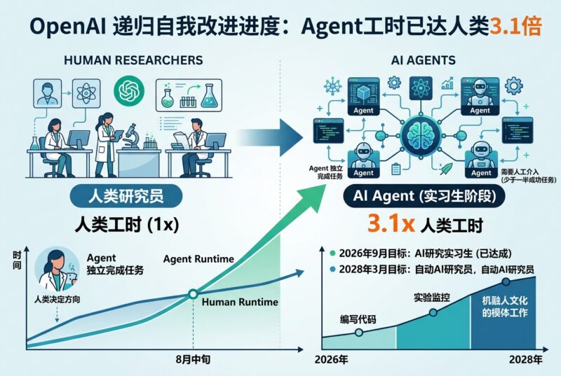 OpenAI公开递归自我改进进度：Agent工时已达人类3.1倍-指挥使社区 - 真实线索、热点议题与深度观察