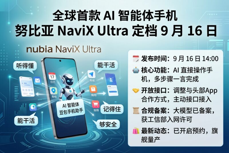 全球首款 AI 智能体手机努比亚 NaviX Ultra 定档 9 月 16 日-指挥使社区 - 真实线索、热点议题与深度观察