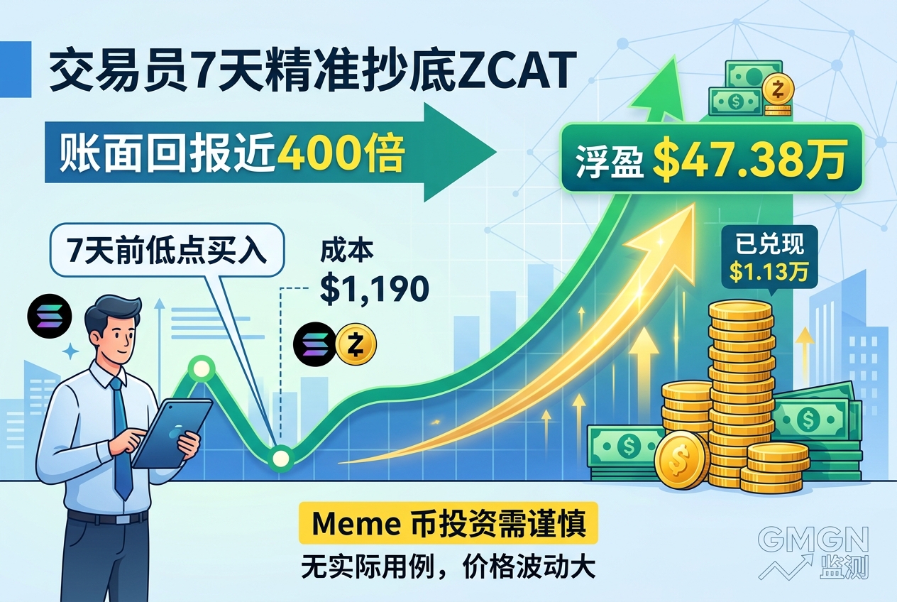 某交易员 7 天前低点买入 ZCAT,账面回报近 400 倍