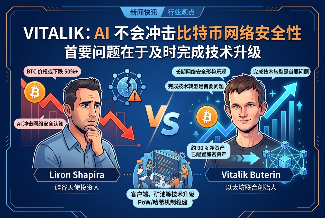 Vitalik:AI 不会冲击比特币网络安全性,首要问题在于及时完成技术升级
