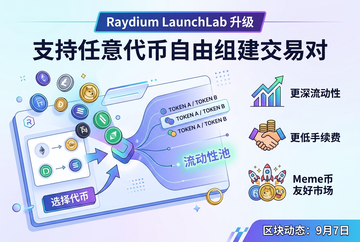 Raydium宣布LaunchLab支持任意代币自由组建交易对