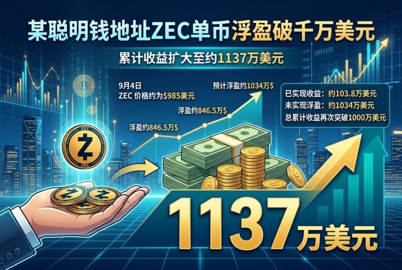 某ZEC聪明钱单币浮盈破千万美元，累计收益扩大至1137万美元-指挥使社区 - 真实线索、热点议题与深度观察