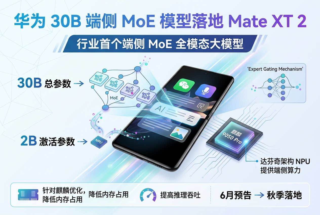 华为 30B 端侧 MoE 模型落地 Mate XT 2