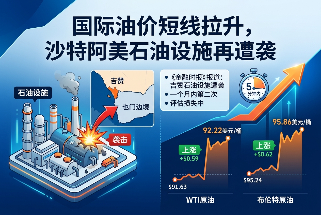 国际油价短线拉升,沙特阿美石油设施再遭袭