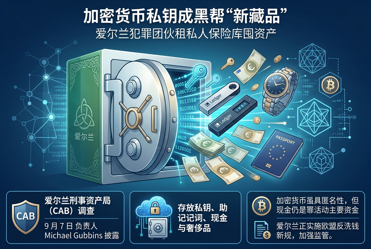 加密货币私钥成黑帮“新藏品”：爱尔兰犯罪团伙租私人保险库囤资产
