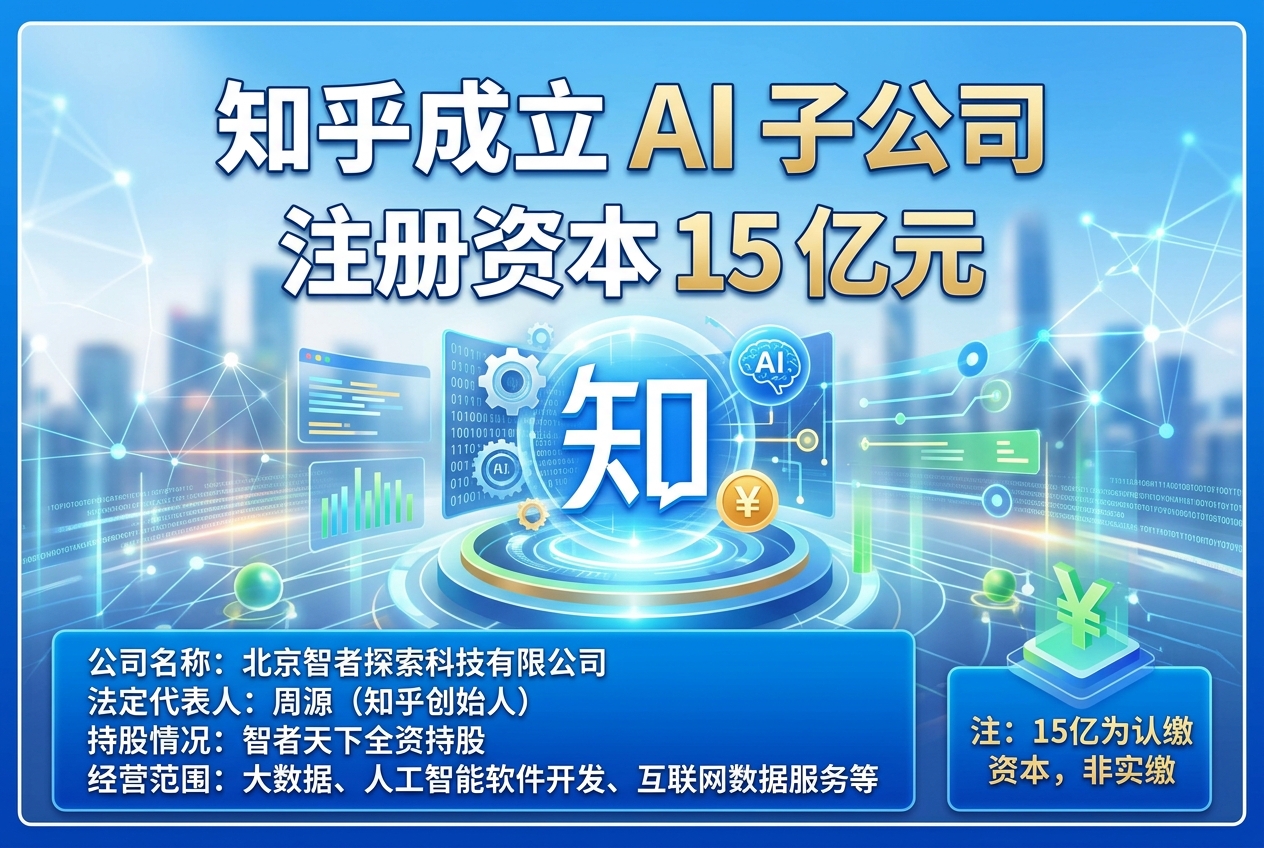 知乎成立 AI 子公司,注册资本 15 亿元