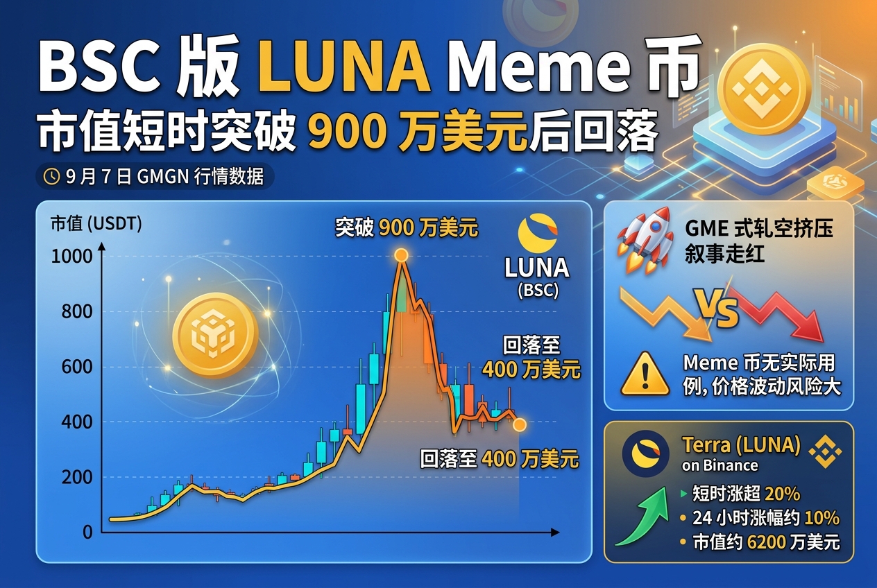 BSC 版 LUNA Meme 币市值短时突破 900 万美元后回落