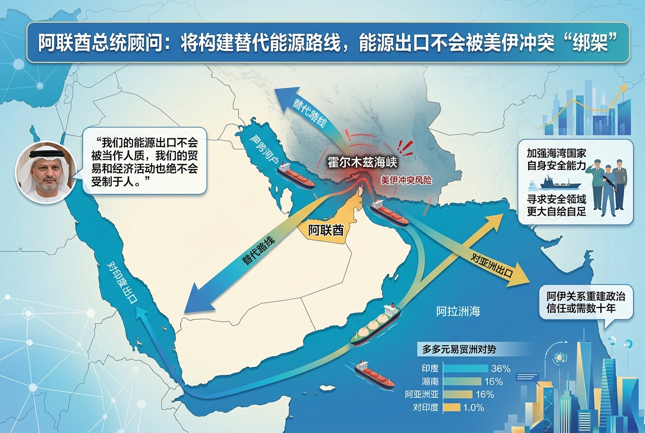 阿联酋总统顾问:将构建替代能源路线,能源出口不会被美伊冲突“绑架”