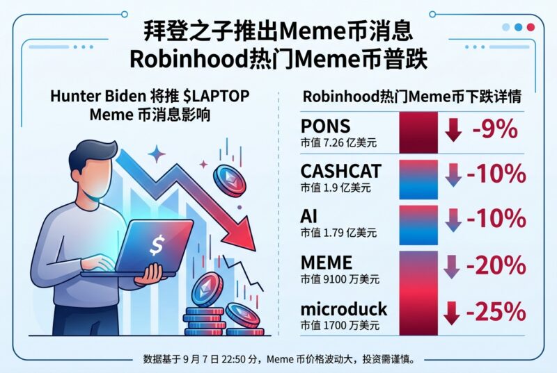拜登之子 Meme 币消息影响市场,Robinhood 生态热门 Meme 币普跌-指挥使社区 - 真实线索、热点议题与深度观察