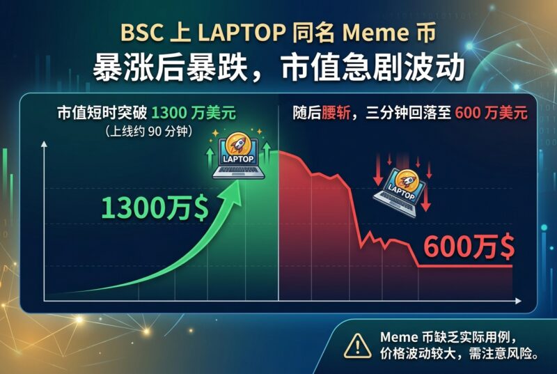 BSC 上 LAPTOP 同名 Meme 币市值短时突破 1300 万美元,随后腰斩-指挥使社区 - 真实线索、热点议题与深度观察