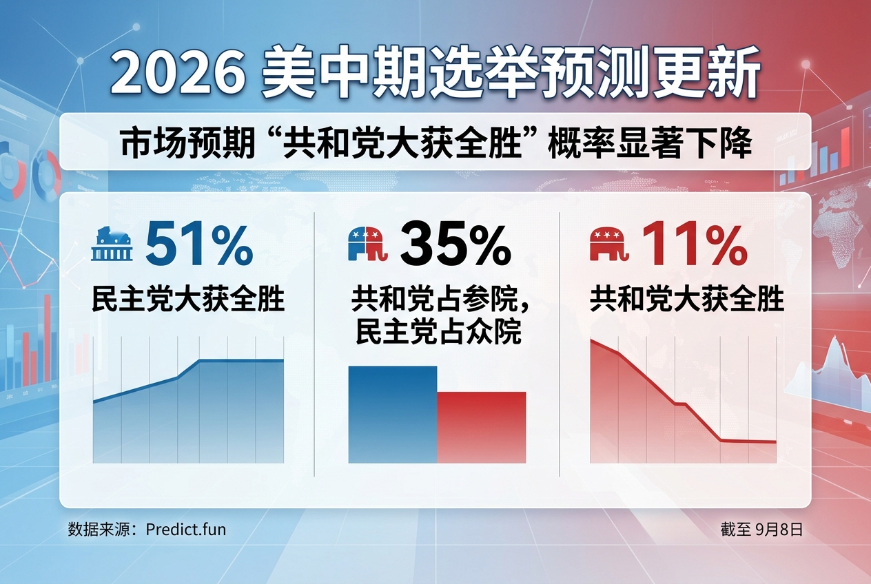 市场认为“共和党将在中期选举大获全胜”的概率降至 11%