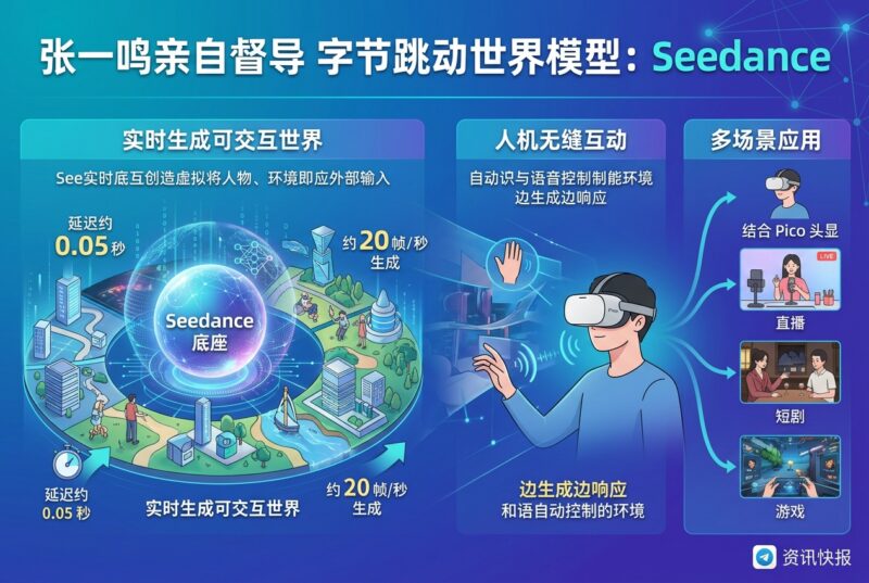 张一鸣亲自督导字节世界模型:Seedance 底座实时生成可交互世界-指挥使社区 - 真实线索、热点议题与深度观察
