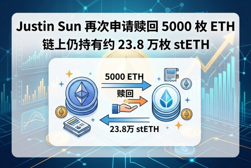 Justin Sun 再次申请赎回 5000 枚 ETH,链上仍持有约 23.8 万枚 stETH-指挥使社区 - 真实线索、热点议题与深度观察