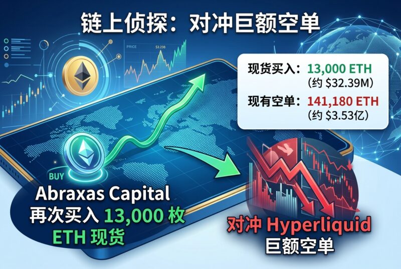 链上侦探|Abraxas Capital 再次买入 13,000 枚 ETH 现货,对冲其 ETH 空单-指挥使社区 - 真实线索、热点议题与深度观察