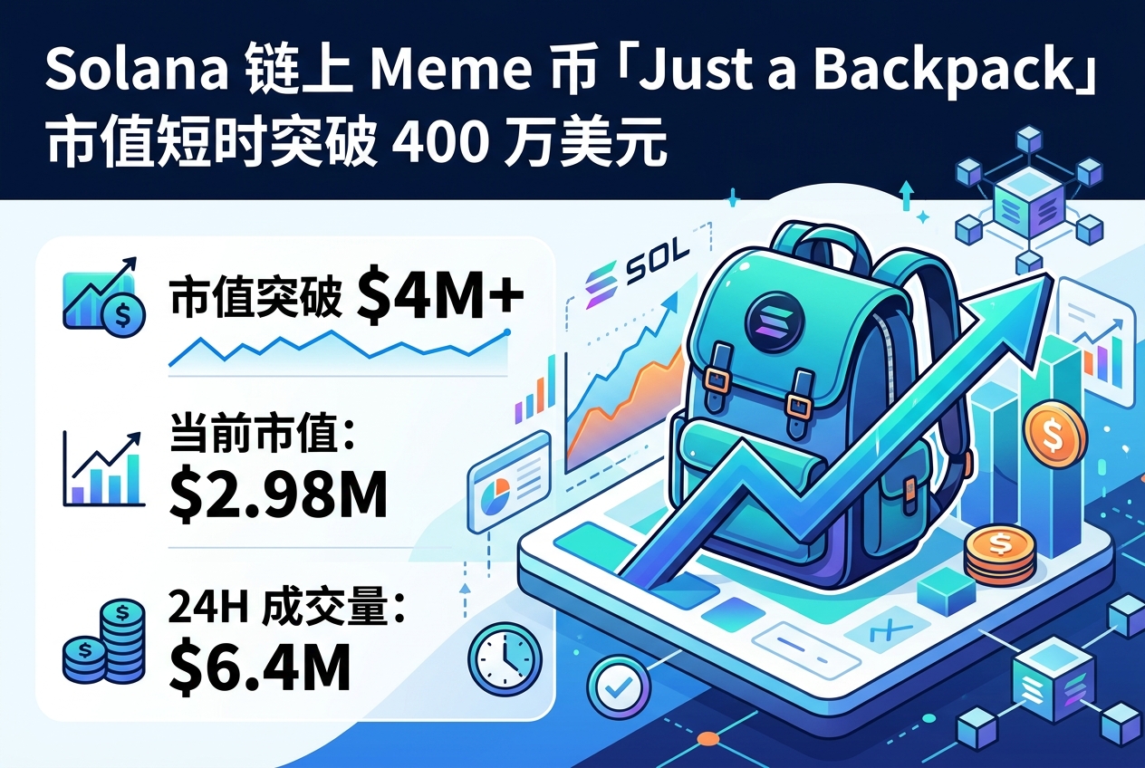 Solana 链上 Meme 币「Just a Backpack」市值短时突破 400 万美元