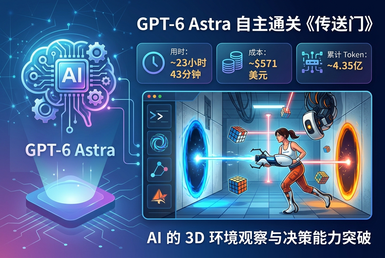 GPT-6 Astra 自主通关《传送门》,成本约 571 美元