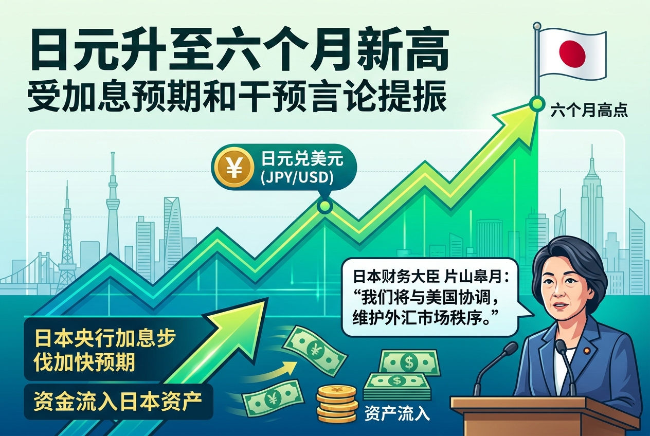 受日本央行加息预期推动,日元兑美元升至六个月高点