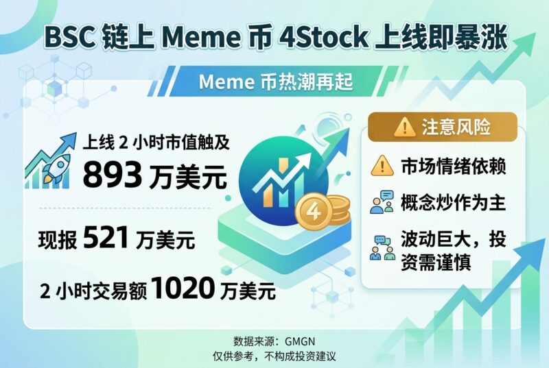 BSC 上 Meme 币 4Stock 上线 2 小时市值一度触及 893 万美元-指挥使社区 - 真实线索、热点议题与深度观察