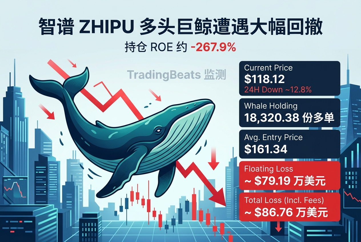 智谱 ZHIPU 多头巨鲸遭遇大幅回撤,持仓 ROE 约 -267.9%