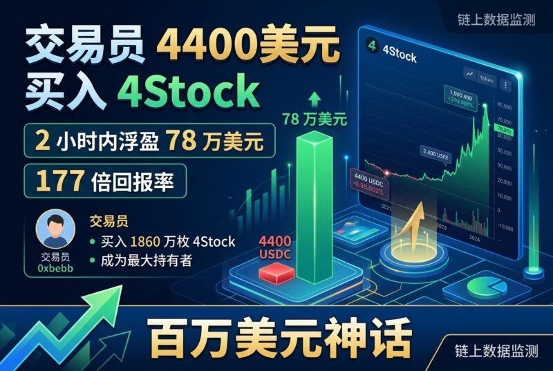 交易员 2 小时内以 4400 美元买入 4Stock,浮盈至约 78 万美元-指挥使社区 - 真实线索、热点议题与深度观察