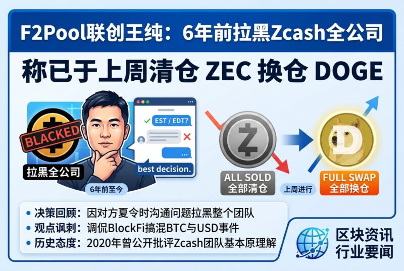 F2Pool联创Wang Chun:6年前拉黑ZEC整个公司,已于上周清仓-指挥使社区 - 真实线索、热点议题与深度观察