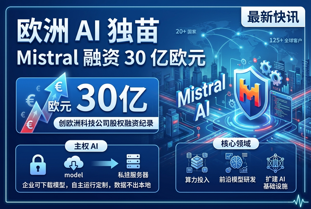 欧洲AI独苗 Mistral 融资 30 亿欧元,创欧洲科技公司股权融资纪录