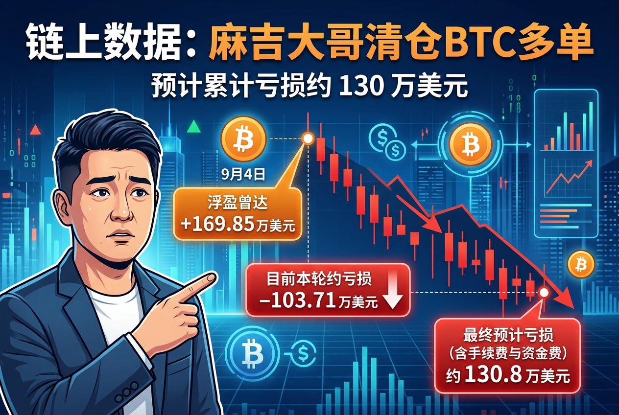 链上侦探：「麻吉」即将清仓 BTC 多单，预计亏损约 130 万美元
