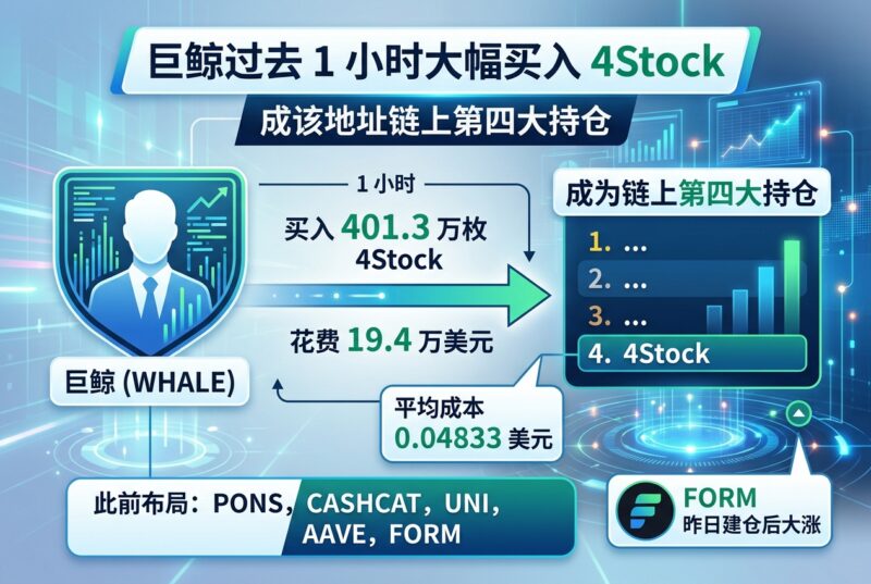 巨鲸过去1小时买入 401.3 万枚 4Stock，成为链上第四大持仓-指挥使社区 - 真实线索、热点议题与深度观察