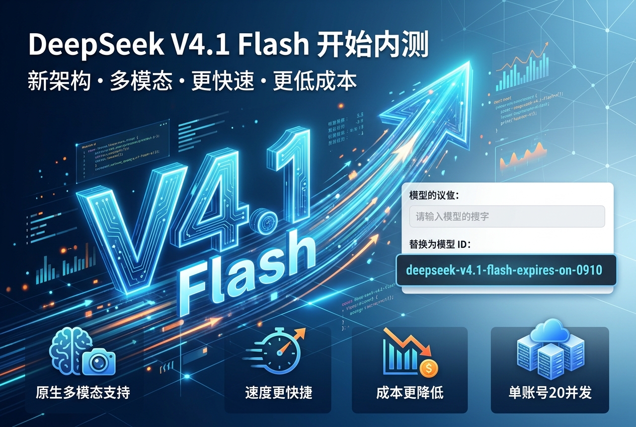 DeepSeek V4.1 Flash 开始内测,修改模型 ID 即可调用