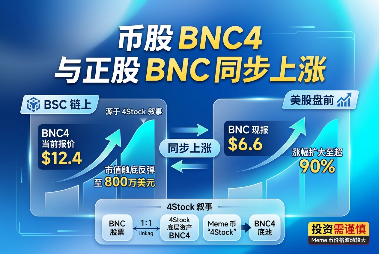 币股 BNC4 与正股 BNC 同步上涨