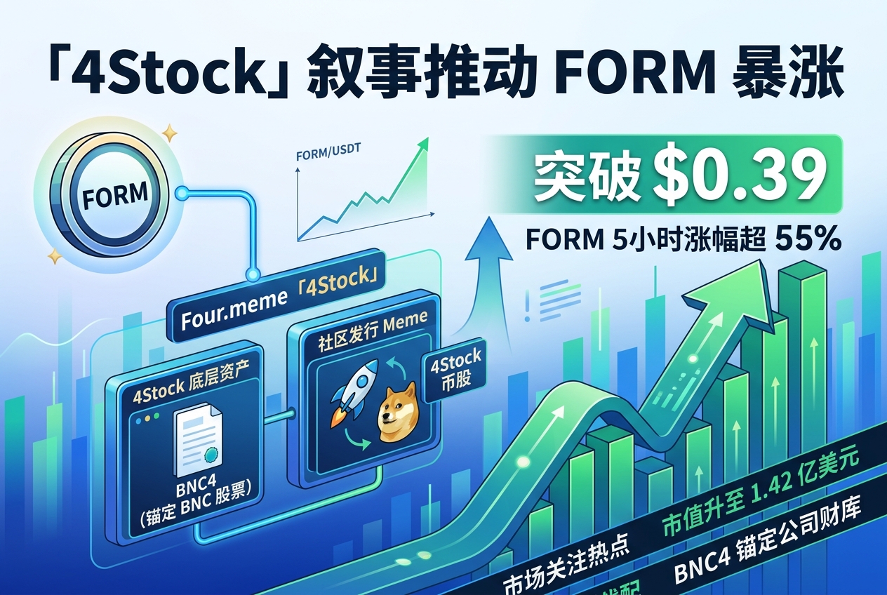 4Stock 叙事推动 FORM 近 5 小时涨超 55%，币价突破 0.39 美元