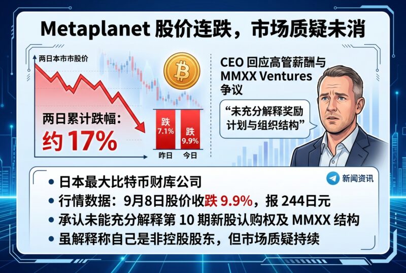 Metaplanet 陷入市场质疑,股价两日下跌约 17%-指挥使社区 - 真实线索、热点议题与深度观察