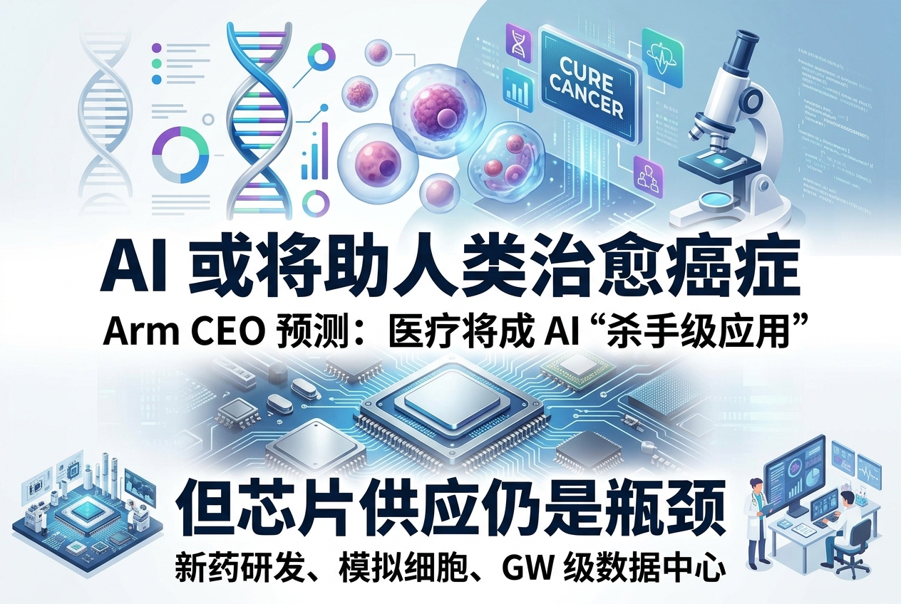 Arm CEO:AI 或将帮助人类治愈癌症,但芯片供应仍是瓶颈
