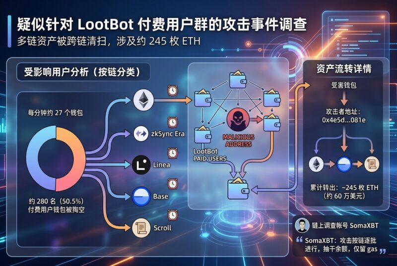 SomaXBT:某地址疑似攻击 LootBot 付费用户群,合计转出约 245 枚 ETH-指挥使社区 - 真实线索、热点议题与深度观察