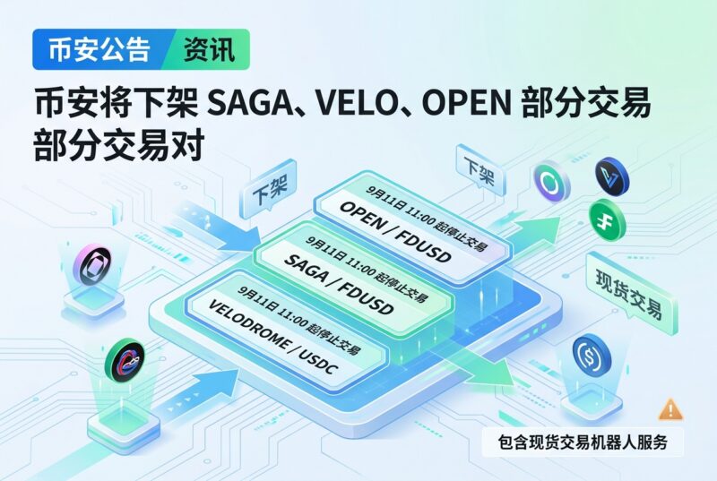 Binance将移除OPEN/FDUSD、SAGA/FDUSD和VELODROME/USDC现货交易对-指挥使社区 - 真实线索、热点议题与深度观察