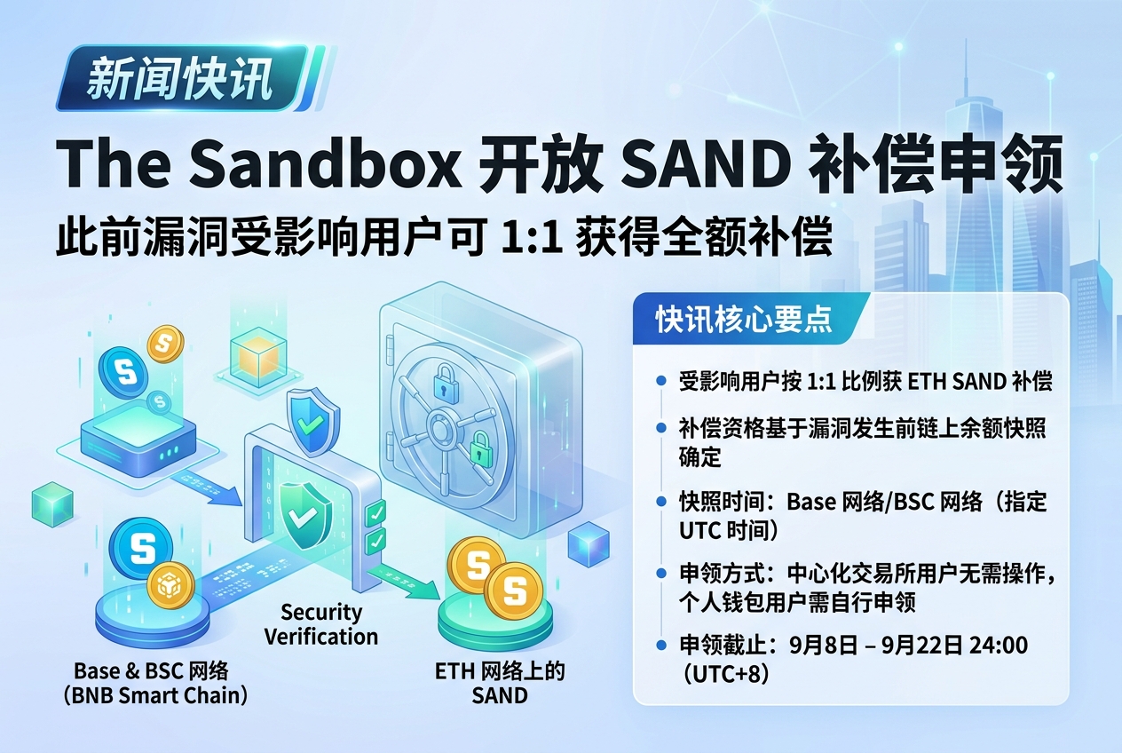 The Sandbox 开放 SAND 漏洞事件补偿申领